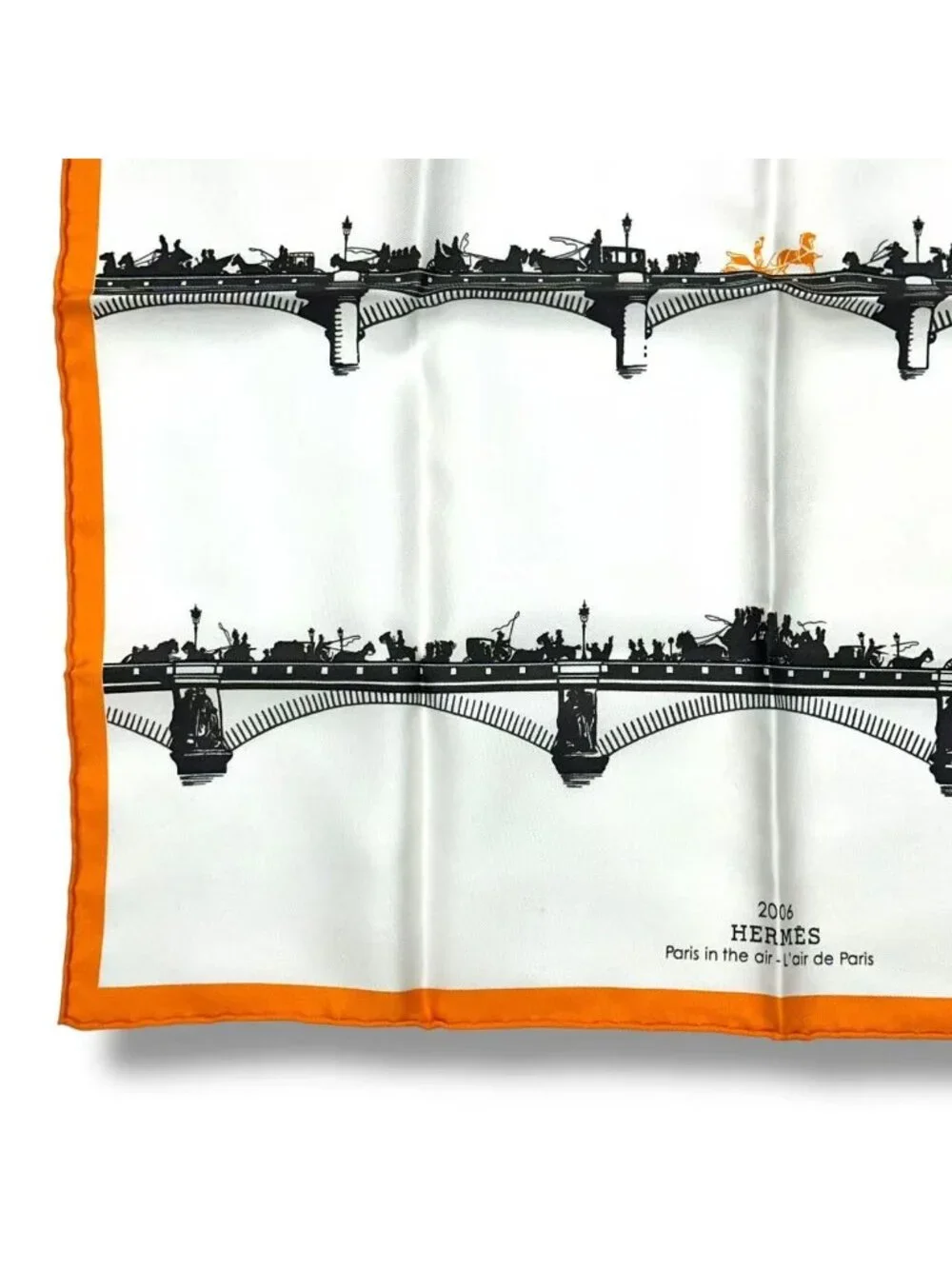 Hermes Scarf Silk Gavroche Paris Air Orange